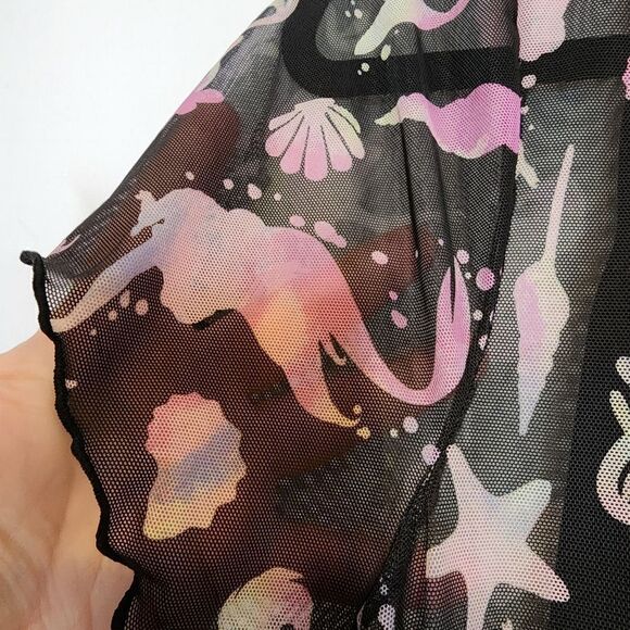 6X 30W Torrid Black Disney Little Mermaid Midi Mesh T Shirt Dress Princess paste - Picture 9 of 11